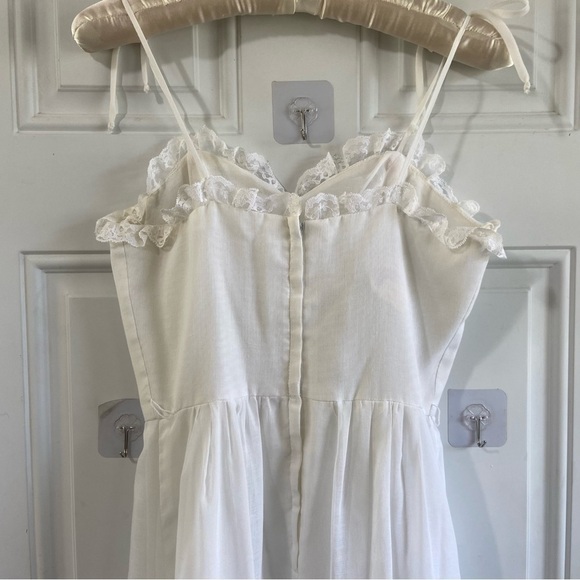 Vintage Candi Jones Lace Cottage Slip Dress Embroidered Prairie Floral Size 7 - Picture 6 of 14